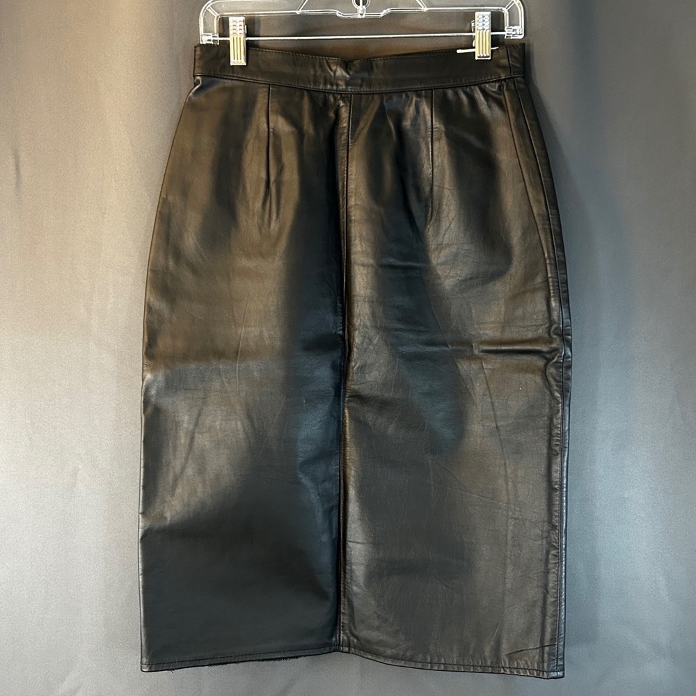 Diani Petites Pencil Skirt Women 10 Black Excellent Vintage Leather High Waist